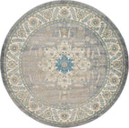 Unique Loom Salzburg Collection Classic Traditional Design Oriental Inspired Border Area Rug (8' 0 x 8' 0 Round, Gray/Beige)