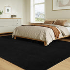 Solid Washable Area Rug - 8x10 Medium Pile Faux Cashmere Carpet for Living Room Bedroom, Black