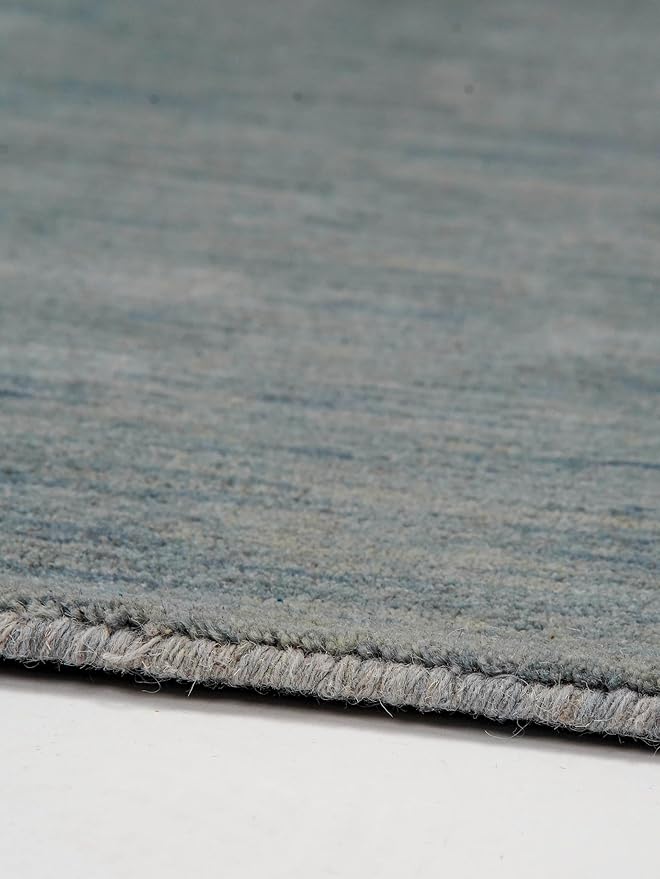 Hand Knotted Loom Wool ECO-Friendly Area Rugs - 10'x10', Square, Light Blue Color, Solid Plain Design, High Pile Handmade Anti Skid Area Rugs for Living Room, Bed Room (L00111)