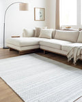Mark&Day Wool Rugs, 9x12 Precious Solid and Border Cream/Black Area Rug, Cream Black Carpet for Living Room, Bedroom or Kitchen (8'10" x 12')