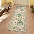 Morebes Boho Floral Washable Runner Rug 2x6, Flower Bathroom Sage Green Runner Rugs for Hallway Non Slip, Soft Botanical Birds Indoor Throw Carpet for Entry Bedroom Laundry Room