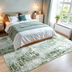 Washable Abstract Rug, 6x9 Modern Area Rugs with Non-Slip Rubber Backed for Living Room, Thin but Soft Contemporary Carpet Kitchen Bedroom Dining Room Decor, Green