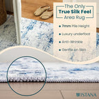 Istana Living Room Rug 10x14 - Blue/White 10 x 14 Area Rug - Foldable Machine Washable Area Rugs 10x14 - Stylish 10x14 Area Rugs Boho - Stain Resistant Washable Rug 10x14