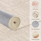 10x14 Area Rugs Living Room: Washable Large Vintage Beige Rug Neutral Non-Slip Soft Stain Resistant Indoor Carpet for Bedroom Nursery Dining Room Under Table Bed Home House Office Playroom