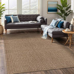 Beverly Rug Easy Jute Natural Rug 6x9 Solid Washable Durable Outdoor Indoor Area Rugs for Living Dining Room Patio Office Stain Resistant Non Shedding Casual Indoor Outside Carpet (6 x 9 Natural)