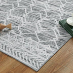 jinchan Moroccan Runner Rug 2x5 - Kitchen Machine Washable Runner Rug Modern Geometric Low-Pile Lightweight Non-Slip Carpet for Entryway Hallway Laundry Room Bedroom Farmhouse (2x5ft, Grey)