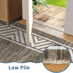 GarveeHome Washable Hallway Rug 2x6 Narrow Modern Bordered Floor Runner, Non-Shedding Contemporary Bedside Rug, Foldable Ultra-Thin Carpet Runner for Bedroom, Kitchen, Laundry Room, Brown