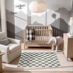 jinchan 3x5 Checkered Area Rugs for Kids Room - Machine Washable Soft Rug Modern Geometric Lattice Non-Slip Carpet for Nursery Playroom Bedroom Entryway Living Room Dining Room Home Office Grey