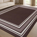 Beverly Rug Non Slip Area Rugs 3x5 Modern Bordered Non Skid Rubber Backing Soft Area Rug for Living Dining Room Easy to Clean Non Shedding Kitchen Bedroom Indoor Carpet 3 x 5 Brown