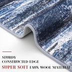 Modern Abstract Entryway Rug Indoor 2x3 Washable Rug Non-Slip Soft Small Area Rug Navy Blue Kitchen Mats Thin Print Faux Wool Floor Carpet Throw Rugs for Entrance Bedroom