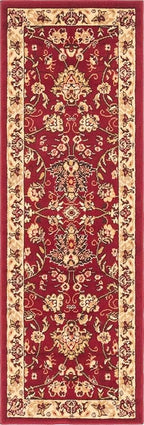 Unique Loom Sialk Hill Collection Area Rug - Washington (2' x 6' 1" Runner Burgundy/Cream)