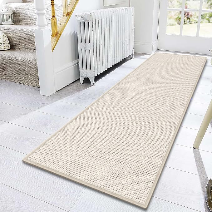 8FT Laundry Rug Runner Mat Non Slip, Rubber Backed Kitchen Sink Rug Carpet Mat, Absorbent Hall Floor Runner Rug, Beige