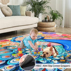 Peacock Area Rug 6x9-6x9 Rug, Boho Floral Rugs for Living Room, Colorful Carpet, Oil Painting Art Washable Area Rugs for Bedroom, Aesthetics Carpet - Peafowl Home Decor & Gifts
