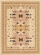 Unique Loom Taftan Collection Border Geometric Tribal Inspired Design Area Rug (9' 0 x 12' 0 Rectangular, Ivory/ Tan)