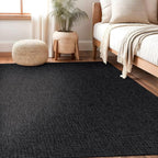 Beverly Rug Easy Jute Rug 5x7 Solid Washable Durable Outdoor Indoor Area Rugs for Living Dining Room Patio Office Stain Resistant Non Shedding Casual Indoor Outside Carpet (5 x 7 Dark Gray)