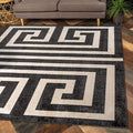 Unique Loom Athens Collection Classic Geometric Modern Border Design Area Rug (8' 0 x 8' 0 Square, Black/ Beige)