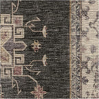 RUGGABLE Washable Vintage Area Rug – Verena Dark Wood 6 ft Round, Stain-Resistant, Non-Slip – Medium Machine Washable Rugs for Living Room, Bedroom, Hallway, Entryway & Office–with Cushioned Pad