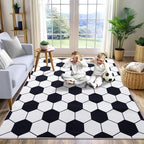 Soft Soccer Rugs for Bedroom, Machine Washable, Cute Bedside Boys Area Rug for Kids Toddlers Teens, Soccer Lovers Home Decor Indoor Carpet for Living Room, Dorms, Nursery, 4x5 FT