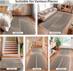 Tangsoo Modern Rainbow Round Rug 4ft Easy Jute Washable Rugs Ultra Thin Black Indoor Outdoor Rug Circle Farmhouse Mat Non Slip Round Carpet for Bedroom Kitchen Entryway Patio