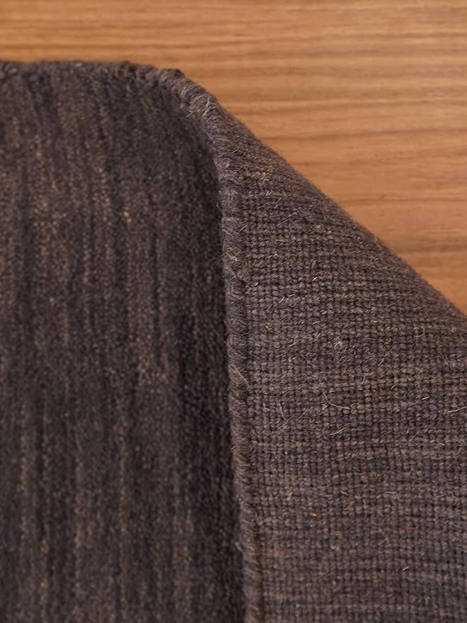 Hand Knotted Loom Wool ECO-Friendly Area Rugs - 6'x9', Rectangle, Charcoal Color, Solid Plain Design, High Pile Handmade Anti Skid Area Rugs for Living Room, Bed Room (L00111)