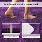 Purple Fluffy Rug Shaggy Area Rug, 8x10 Area Rugs for Girls Bedroom, Big Soft Shaggy Bedside Non-Slip Plush Dorm Nursery Kids Carpet Home Decor Aesthetic