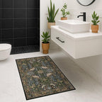 Washable Dark Vintage Floral Rugs for Entryway - Small 2x4 Runner Rug for Kitchen Bathroom Door Mat Indoor Entrance with Bird & Botanical Pattern, Brown Earthy Tones, Non Slip Low Pile