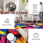Funky Rugs for Bedroom - Colorful Geometric Abstract Area Rug 5x8, Retro Pop Art High Traffic Anti Slip Carpets Home Decor #C073