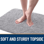 OLANLY Dog Door Mat for Muddy Paws 44x24, Absorbs Moisture and Dirt, Absorbent Non-Slip Washable Doormat, Quick Dry Chenille Mud Mat for Dogs, Entry Indoor Entryway Carpet for Inside Floor, Light Grey
