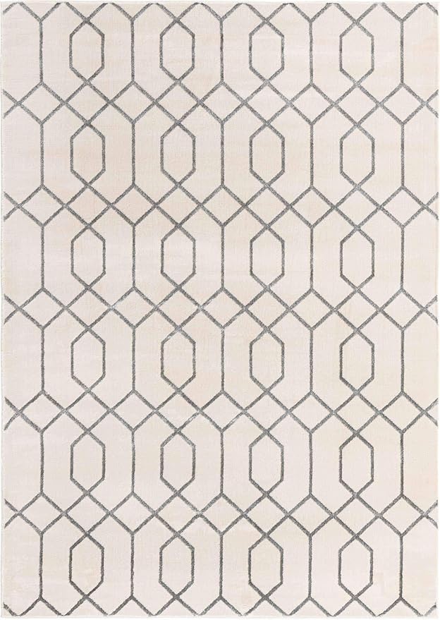 Marilyn Monroe Glam Collection Area Rug - Trellis (7'x 10' Rectangle, White Silver/ Silver)