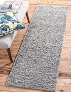 Unique Loom Solid Shag Collection Area Rug (2' 6" x 13' 1" Runner, Cloud Gray)