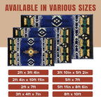 YHSF South West Native American Area Rug C318 - Easy Clean, Thick, Soft, Durable Native Tribal American Indian Inspired Rug for Bedroom/Living Room and More - Navy Blue, 3 ft 10 in x 5 ft 2 in