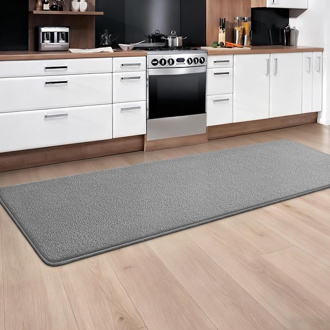 Modern Hallway Runner Rug, 2x6 Rug Runners for Kitchen, Grey Washable Long Runner Rugs for Hallways, Soft Indoor Carpet for Bedroom Bedside, Non-Slip Memory Foam Rugs for Entrance Living Room Décor