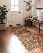 Area Rug 2x5 Rug Machine Washable Non-Slip Low Pile Print Pattern Western Rug for Living Room Bedroom Entryway Tribal Series-Yellowbrown/Cream