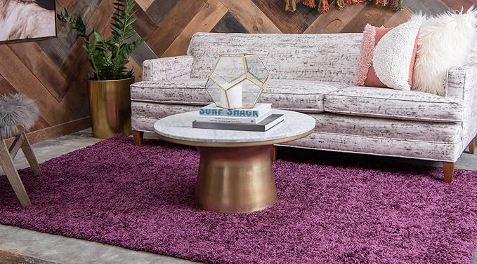 Unique Loom Solid Shag Collection Area Rug (3' 3" x 5' 3" Rectangle, Eggplant Purple)