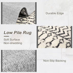 Washable Runner Rugs for Hallway 2'6"x10',Soft Non Slip Moroccan Black Area Rug,Low Pile Long Kitchen Runner Rug Carpet Runners for Entrance Bedroom Living Room