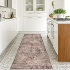 Farmhouse 2x6 Hallway Runner Rug Non Slip, Machine Washable Red Brown Rugs for Kitchen, Bathroom, Entrance Indoor, Low Pile & Soft Stain Resistant Terracotta Carpet