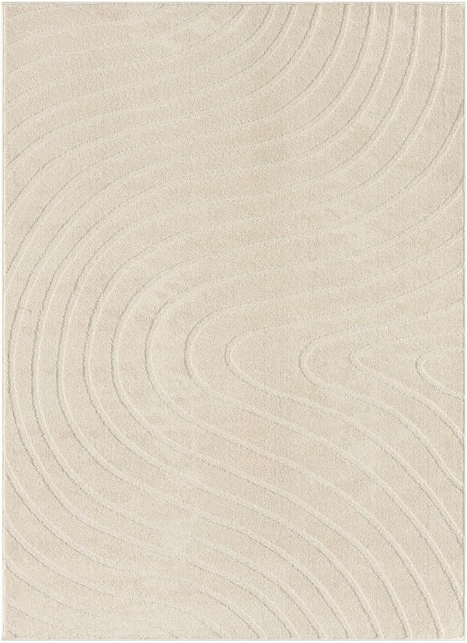 LUXE WEAVERS Modern Geometric Wave Cream 6x9 Area Rug