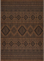 Beverly Rug Waikiki Boho Indoor Outdoor Rug 6x9, Washable Outside Carpet for Patio, Deck, Porch, Bohemian Area Rug, Farmhouse Rugs, Aztec Tribal Rug, Nut Brown and Black