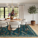 Lahome Insect Print Washable Rugs for Living Room, Soft Area Rug 6x9 Rug for Bedroom Ultra-Thin Non Slip Dining Room Rug, Stain Resistant Modern Rug Large Carpet for Office Nursery(6'x9',Dark Green)