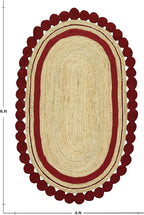 10x18 Oval Jute Rug – Flatweave Hand Braided Natural Jute Rug, Solid Red Beige, 0.27" Thick Oval Handmade Boho Carpet for Living Room, Dining Room, Bedroom