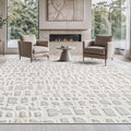 Beverly Rug Micro Loop Area Rug Gray/White 6x9 Abstract Modern Luxury Irregular Grid Durable Soft Indoor Rugs for Living Dining Room Office Stain Resistant Non Shedding Casual Indoor Carpet 6 x 9