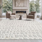 Beverly Rug Micro Loop Area Rug Gray/White 6x9 Abstract Modern Luxury Irregular Grid Durable Soft Indoor Rugs for Living Dining Room Office Stain Resistant Non Shedding Casual Indoor Carpet 6 x 9