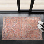 GLN Rugs Traditional Collection - Machine Washable Area Rug, Traditional Washable, Non Slip, Low Pile Chenille Rug, Living Room, Bedroom, Kitchen Rug (2' x 3' Terra/Multicolor 1168)