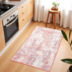 Washable Abstract Rug, 2x3 Small Modern Area Rugs with Non-Slip Rubber Backed for Kitchen, Thin but Soft Throw Carpet Bedroom Entryway Front Door Decor, Pink