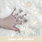 2x3 Solid Fluffy White Area Rug – Washable, Durable, Small Bedroom Rug, Non-Slip High Pile Shag Rugs for Living Room, Bedroom, Bedside, Dorms,Grils Rooms, Kids Room, Soft Indoor Floor Carpet