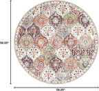 Lahome Moroccan Trellis Washable Round Area Rug, Round Rug 5ft Soft Non-Slip, Non-Shedding Distressed Circle Carpet for Bedroom Living Room Bathroom Nursery Kitchen, Orange/Terracotta