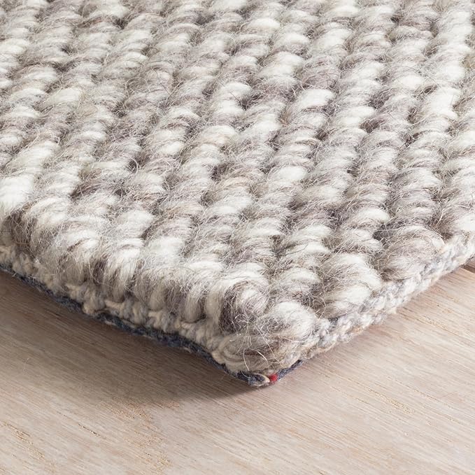 Dash and Albert Loggia Grey Handwoven Wool Rug, 5 X 8 Feet, Grey Solid Pattern - Premium Luxury Hotel Quality Soft Breathable Hypoallergenic Machine Washable Easy Care All Season Comfortable