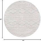 SAFAVIEH Tulum Collection Area Rug - 5' Round, Light Grey & Ivory, Moroccan Boho Tribal Design, Non-Shedding & Easy to Clean, Ideal for Living Room, Bedroom, Dining Space (TUL272F)