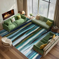 Abstract 6x9 Area Rug, Modern Stripe Pattern Teal Rugs for Living Room, Washable Soft Large Non-Slip Floor Carpet for Dining Room Office Bedroom - Teal/Multi