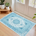 2x3 Small Area Rug for Entryway, Soft Washable Rugs with Non-Slip Backing for Bedroom Kitchen, Vintage Throw Carpet Laundry Entry Door Decor, Celestial Blue